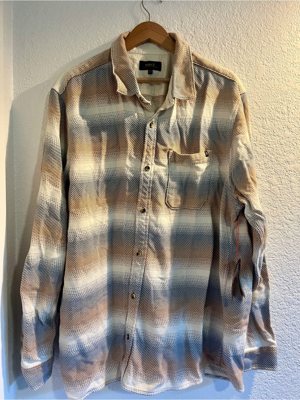 NWT Roark Revival Crossroads Flannel Shirt Stripe Bone XXL